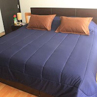 Cobertor reversible con fundas de algodón pima - azul marino